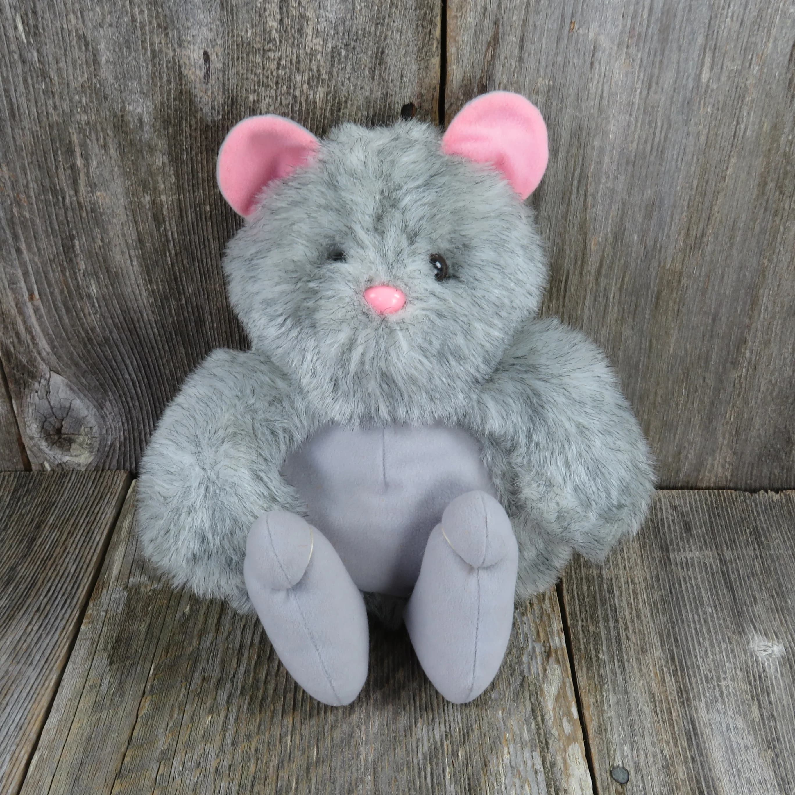 Grey Mouse with Pink Face Plush Cat Toy